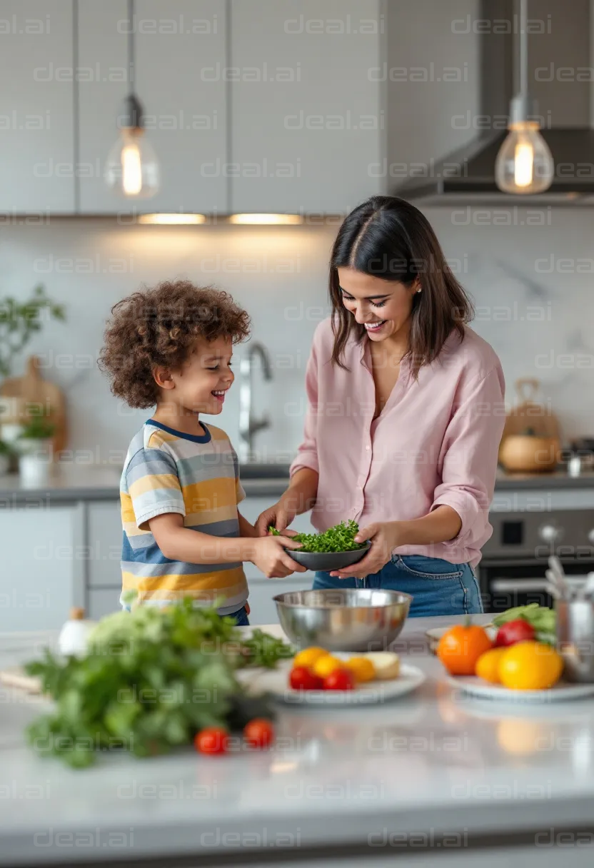 Mother and Child Cooking Together