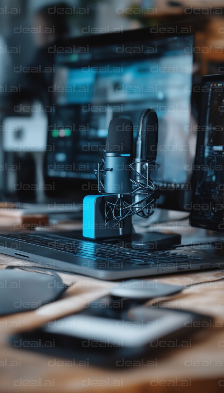 Modern Podcast Setup on Desktop