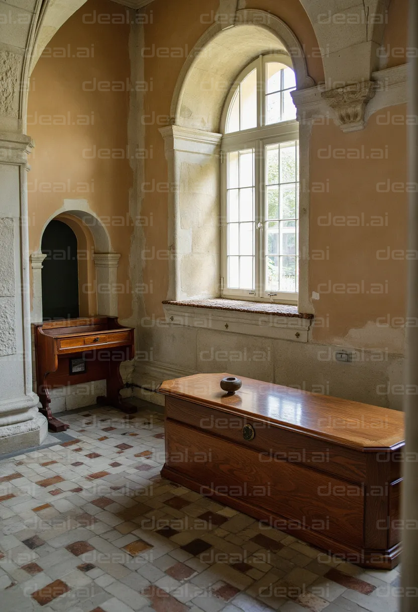 Sunlit Room with Wooden Furniture