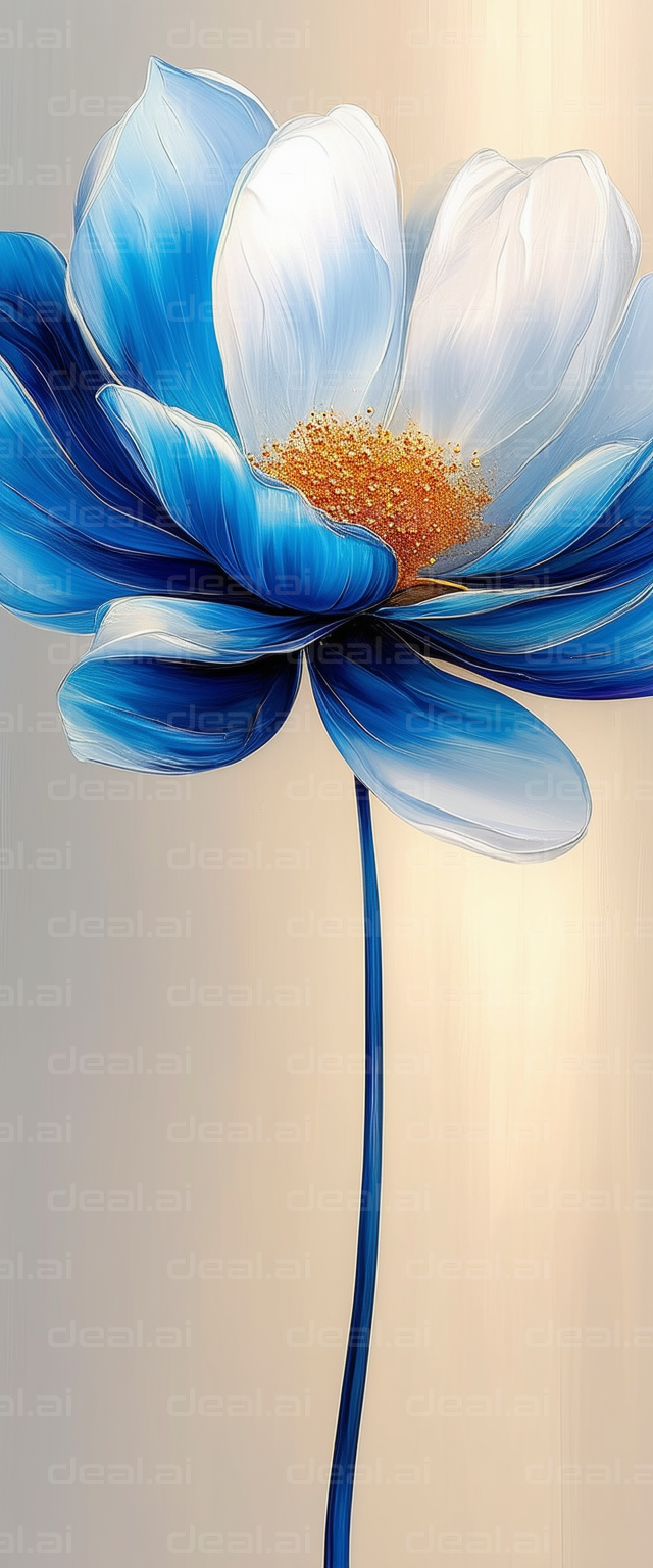 "Elegant Blue and White Flower"