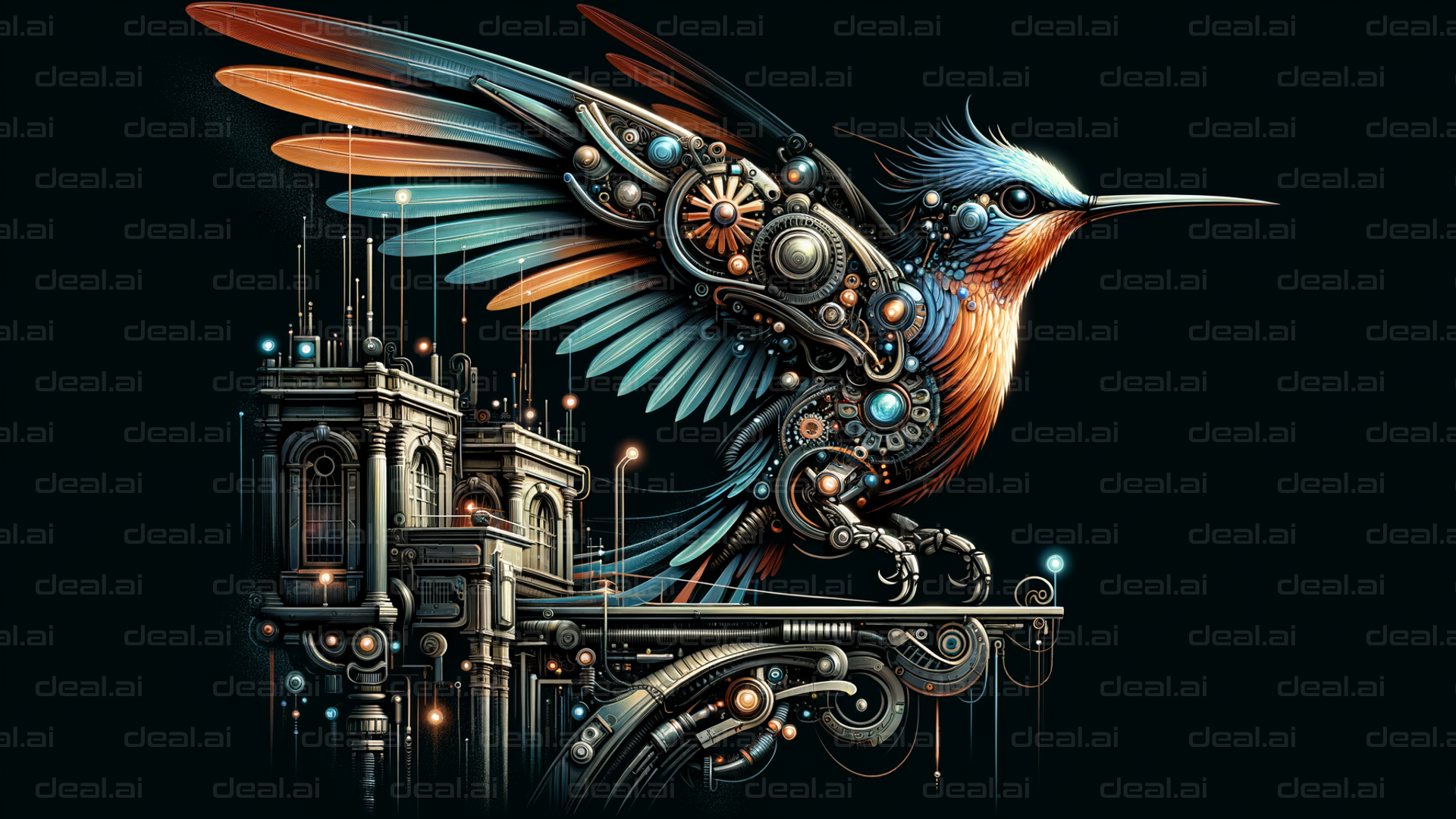 "Mechanized Hummingbird Dreamscape"