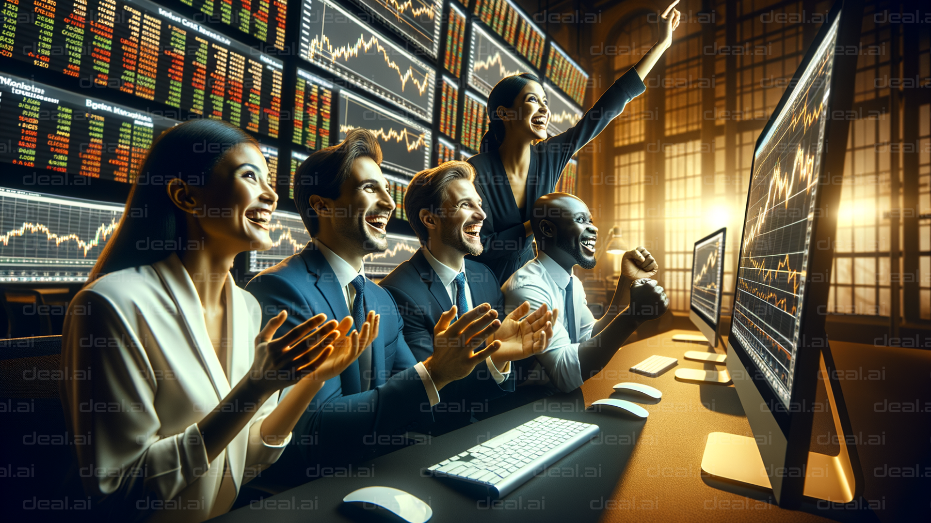 "Traders Celebrate Successful Day"