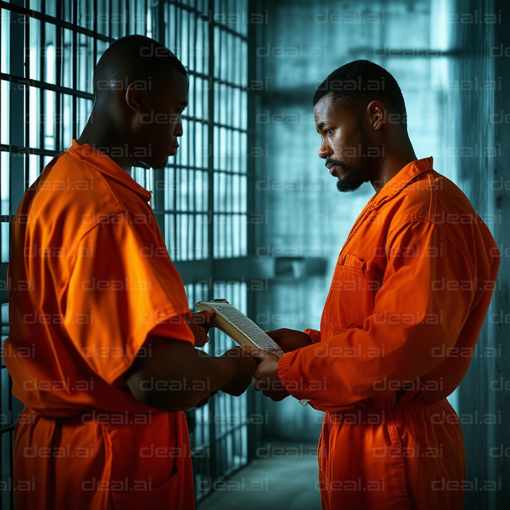 Inmates Sharing a Moment in Prison