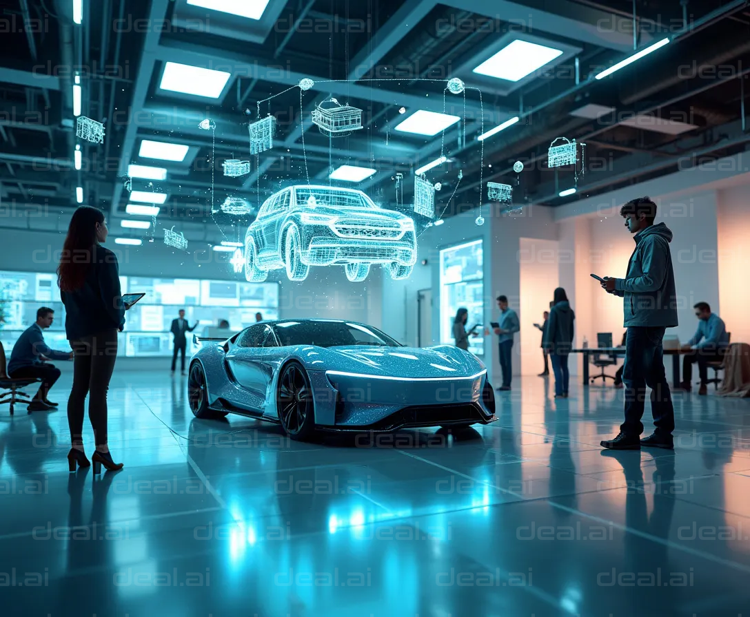 "Futuristic Car Design in High-Tech Lab"