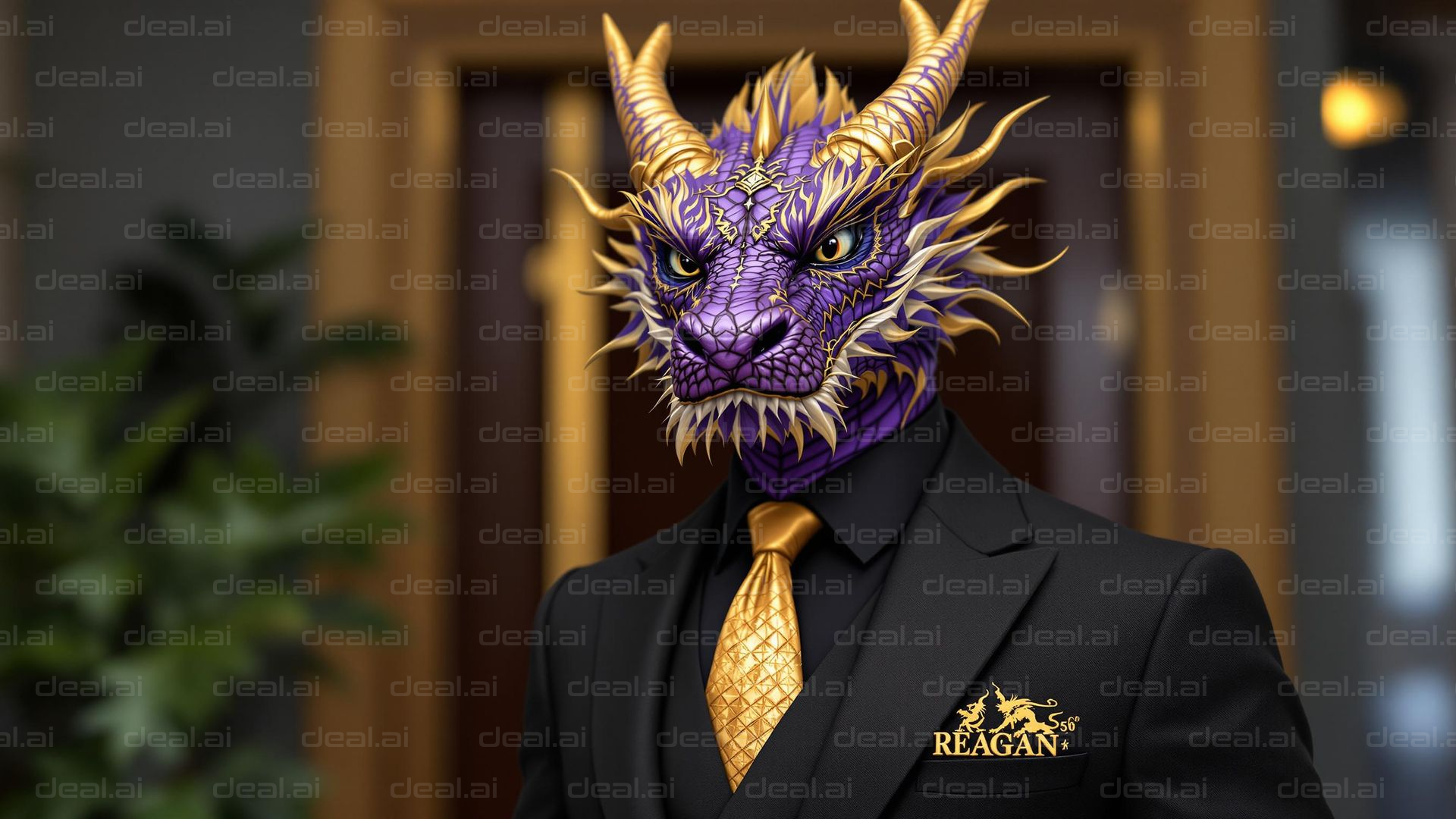 "Purple Dragon in Suit & Tie"