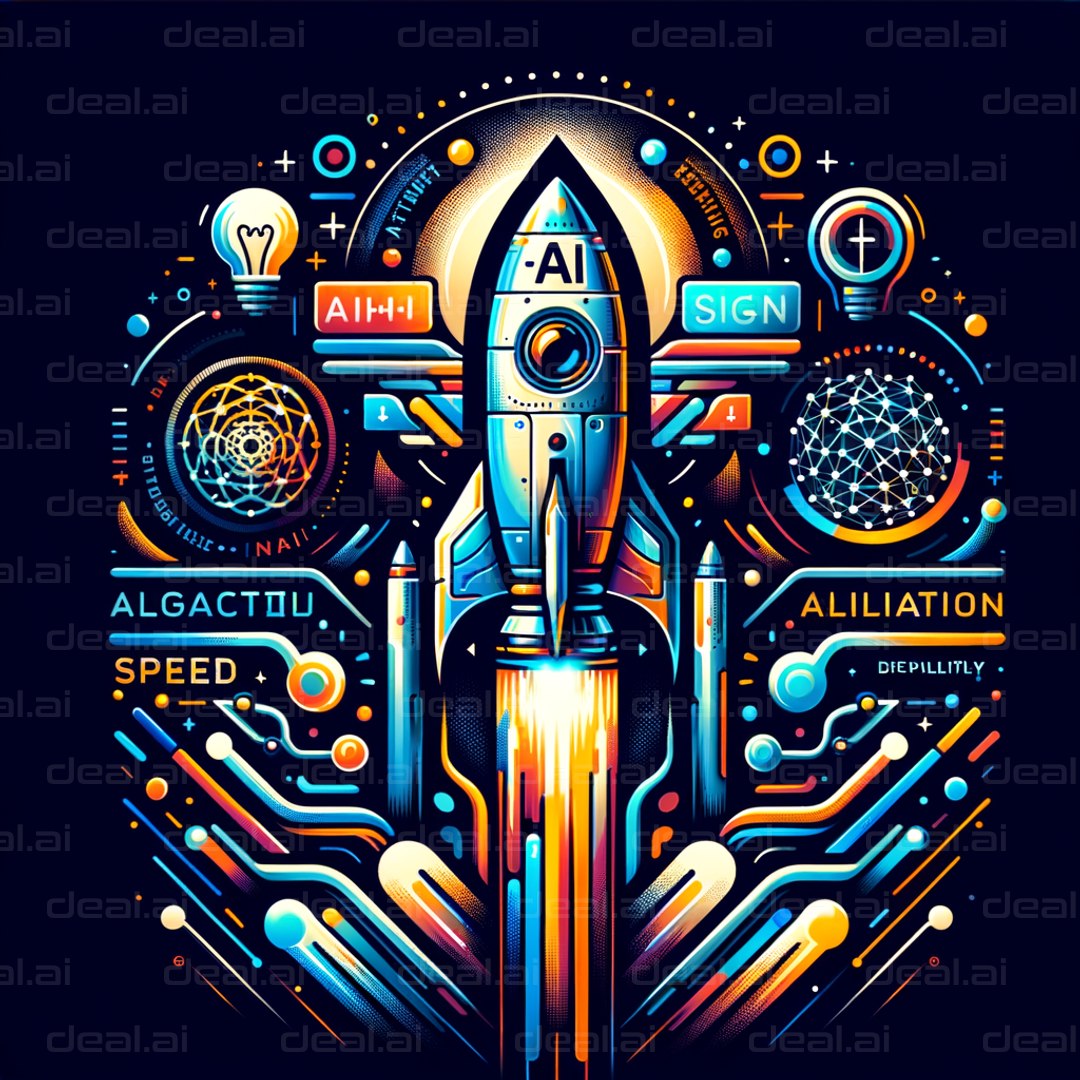 "AI Rocket and Futuristic Symbols"