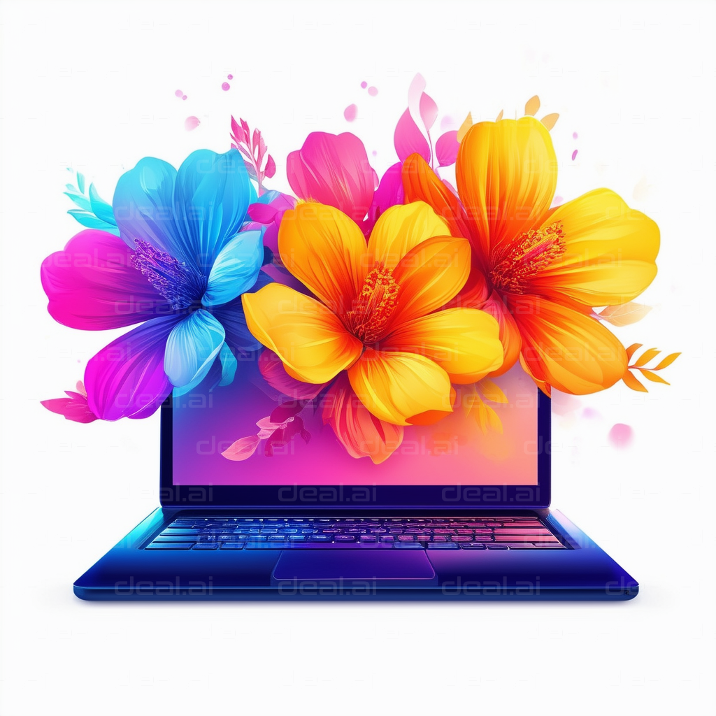 "Floral Laptop Vibes"