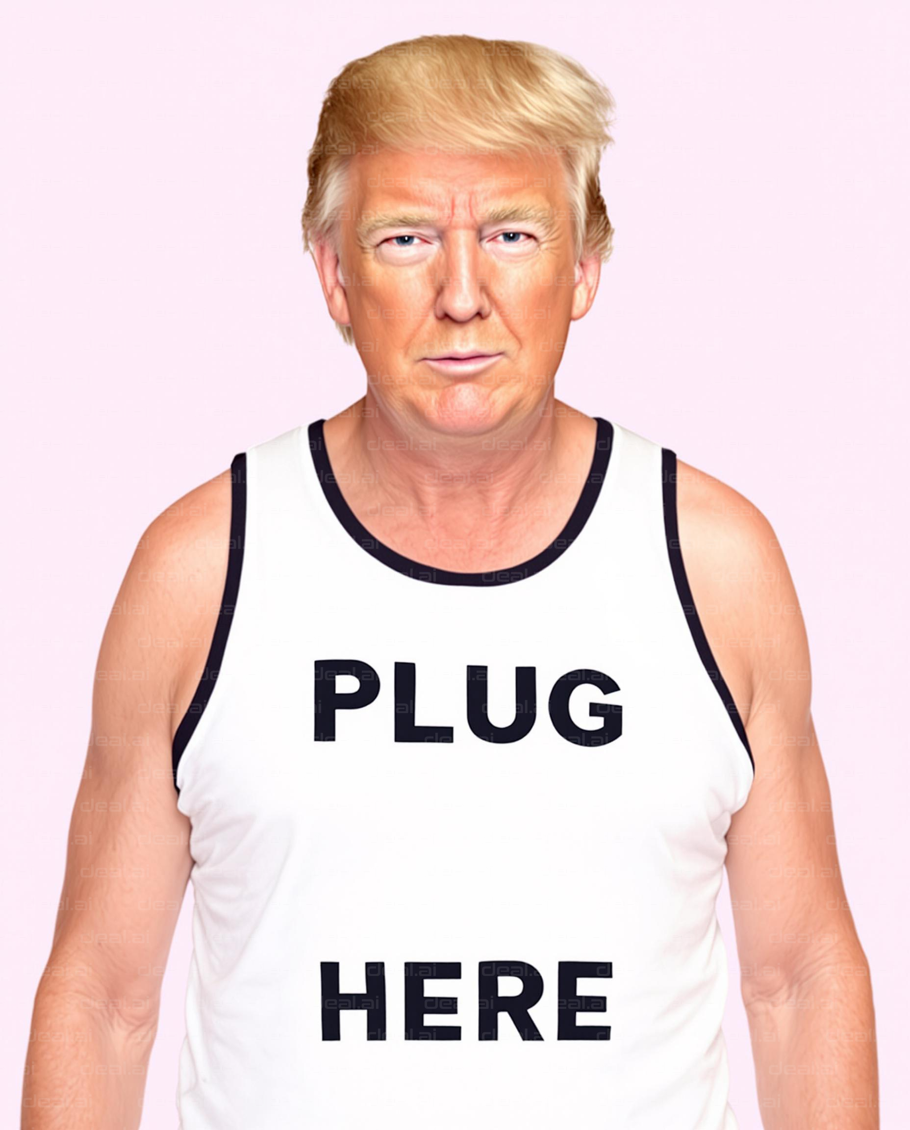 Man in "Plug Here" Tank Top