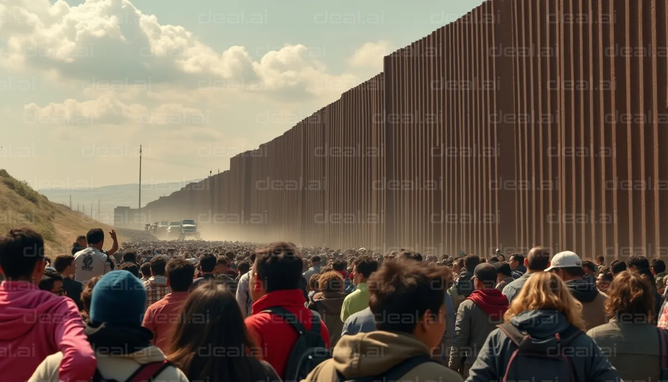 Crowd at the Border Wall