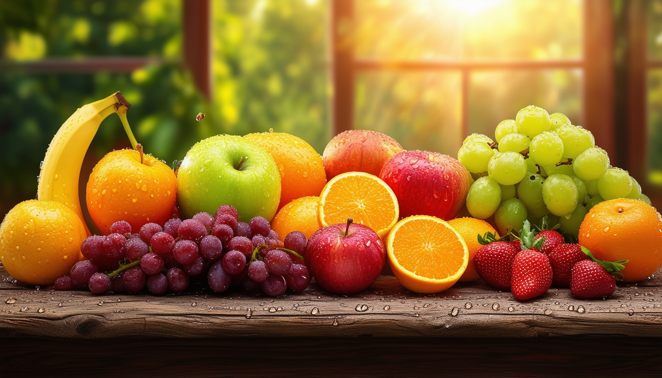 "Fresh Colorful Fruits in Morning Light"
