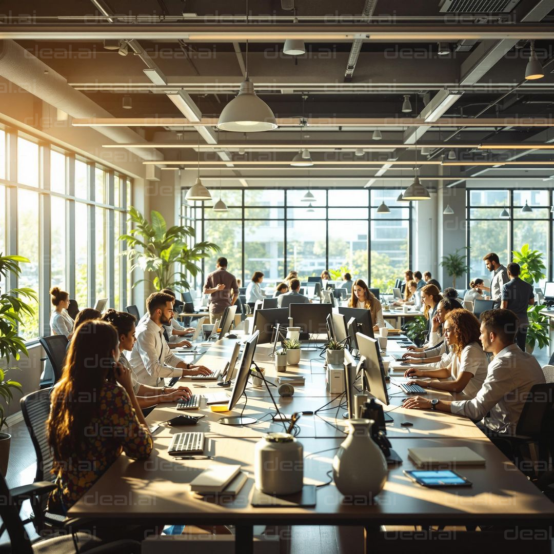 "Modern Open-Plan Office Buzz"