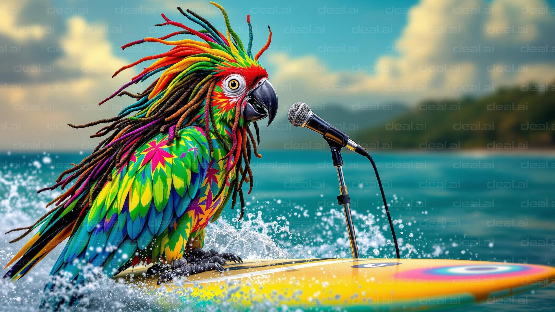 Singing Parrot Surfs the Waves