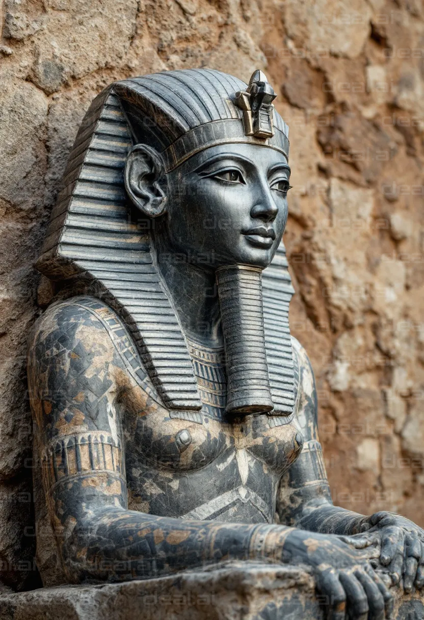 Ancient Pharaoh Statue Carved in Stone