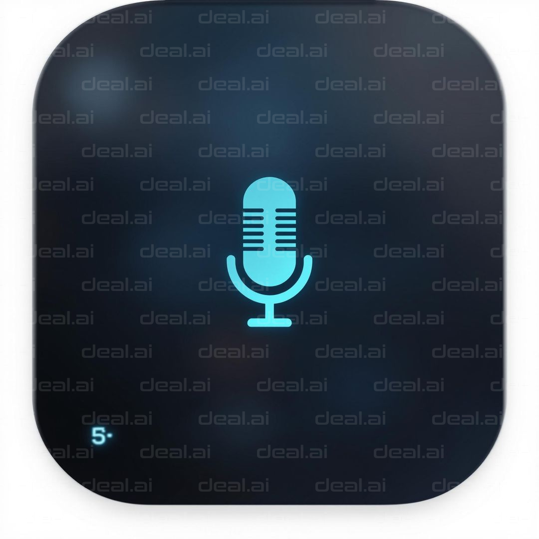 Blue Microphone Icon on Dark Background