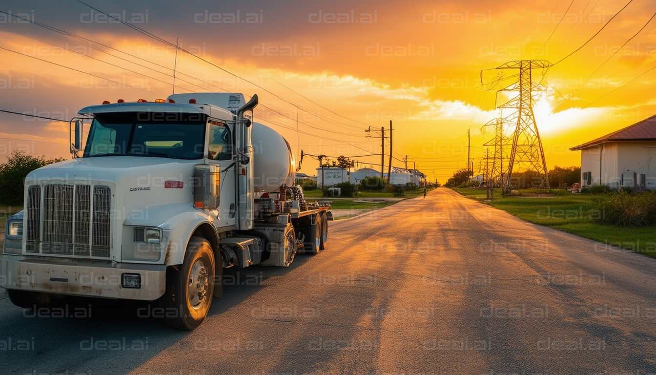 Truck on Road at Sunset