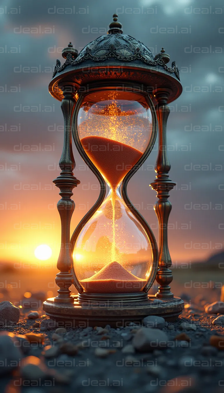 Sunset Hourglass Illuminated by Time