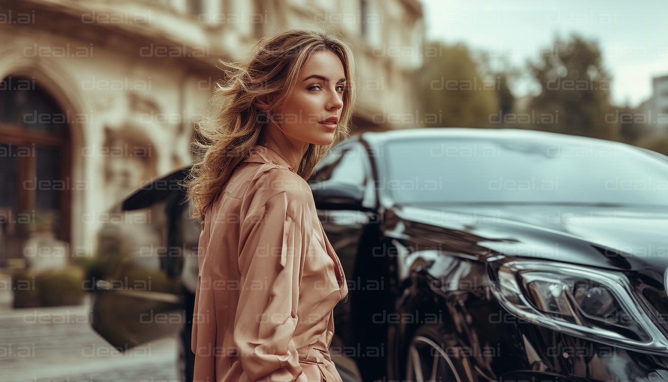 Elegant Woman by Luxury Car