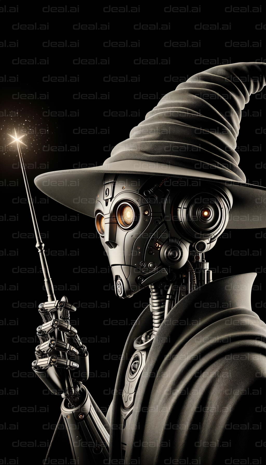 Robot Wizard With Magic Wand