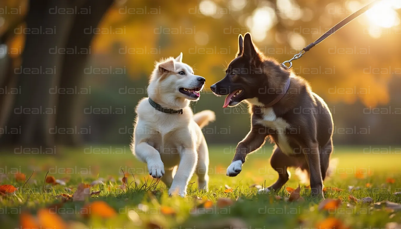 Playful Pups in Autumn Bliss