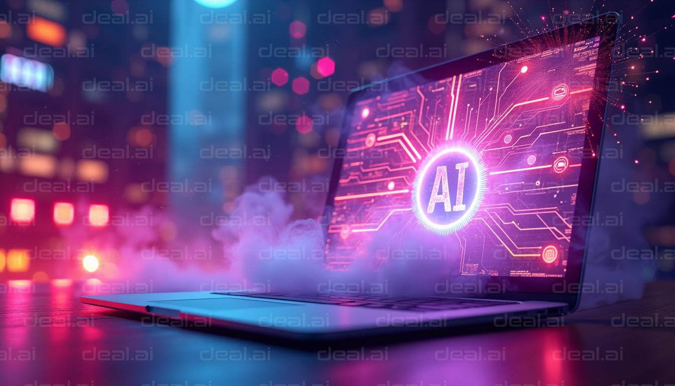 "AI Tech on a Neon Laptop"