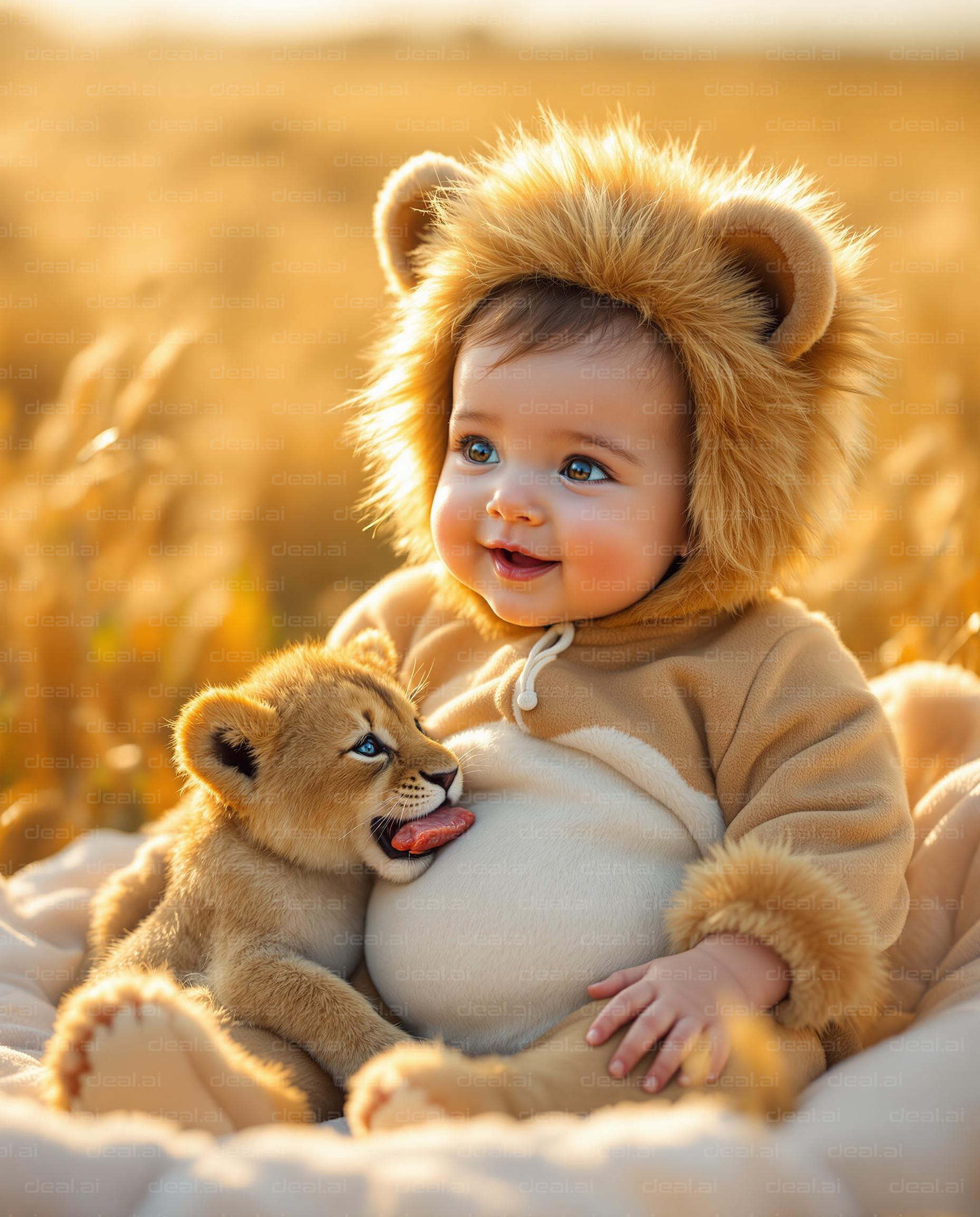 Little Lion and Friend in a Field