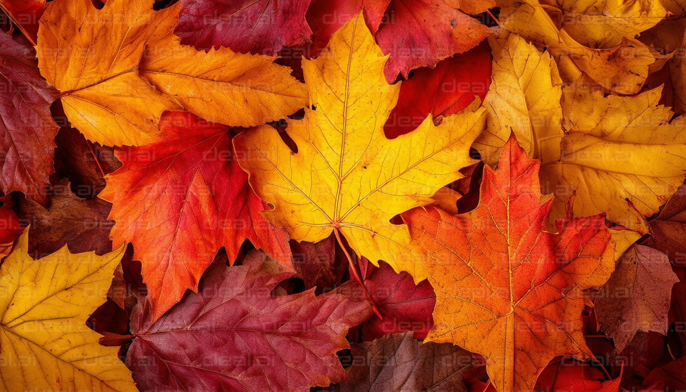 Vibrant Autumn Leaves in Close Up