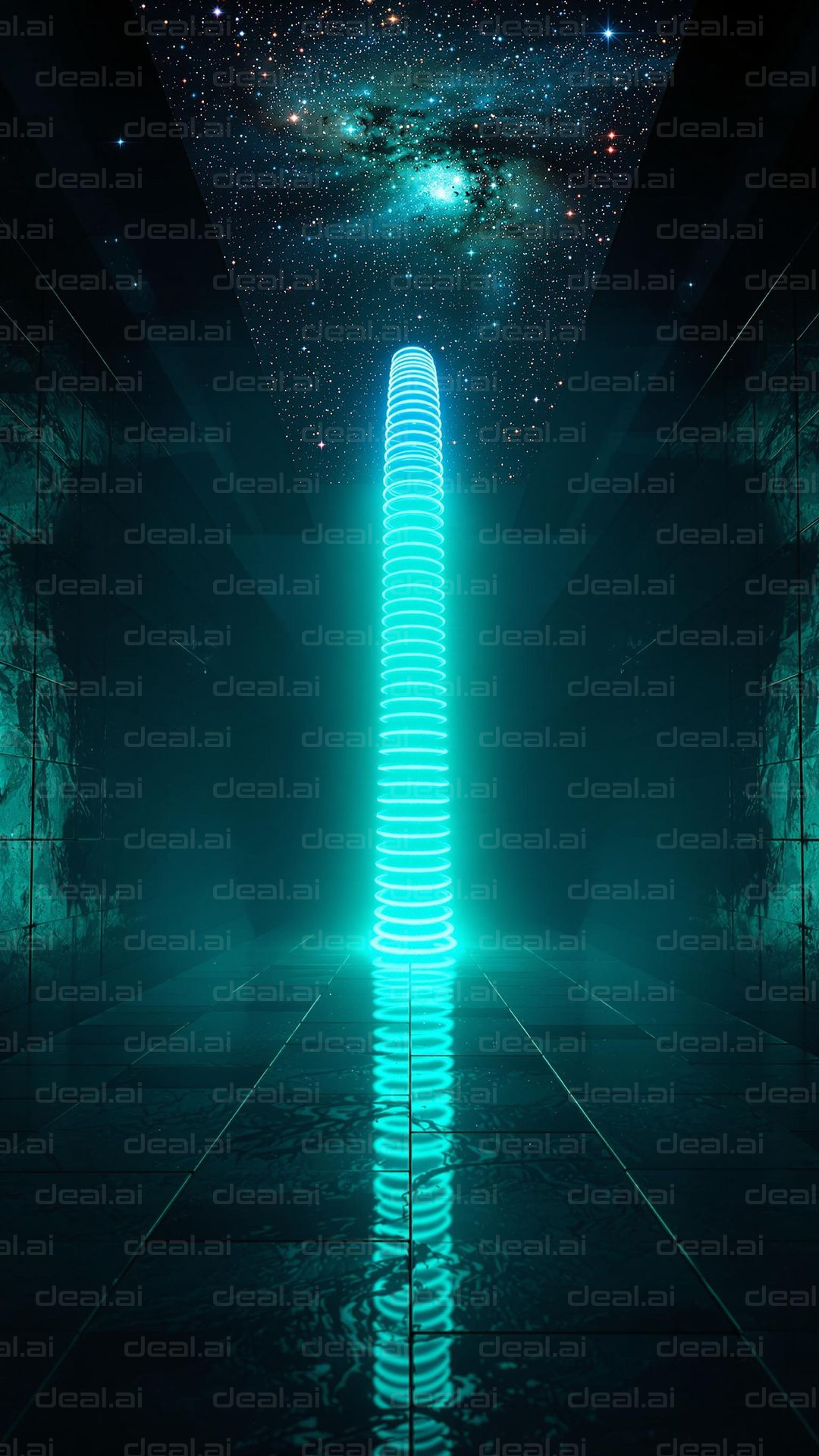 "Neon Spiral Gateway to Stars"