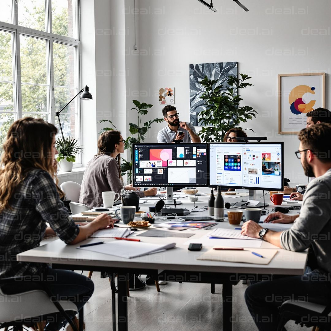 Creative Team Meeting in Office Workspace