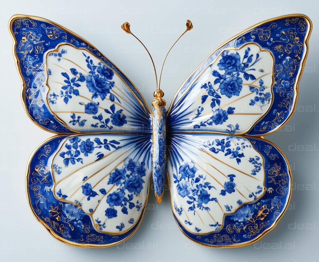 "Blue and White Porcelain Butterfly"