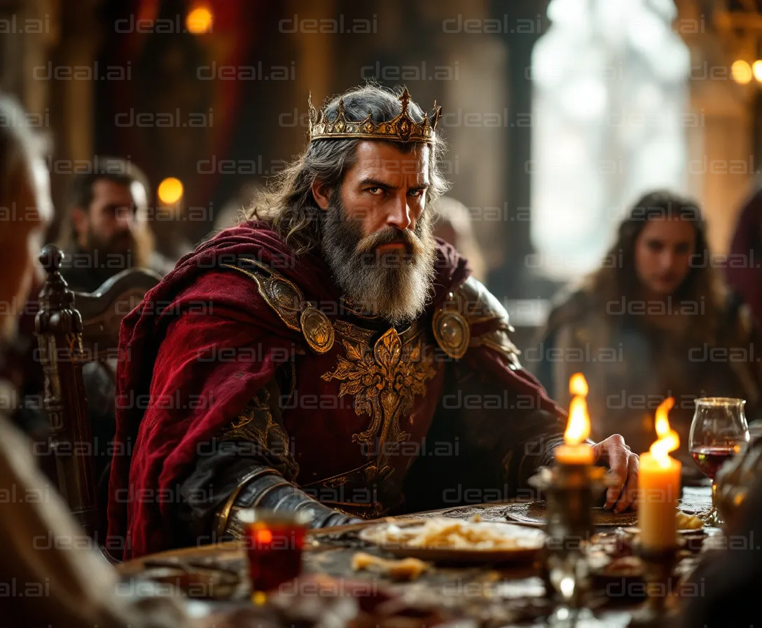 Medieval King at Banquet Table