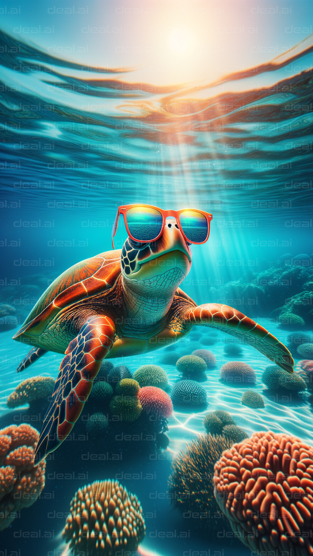 Cool Turtle Chilling Underwater