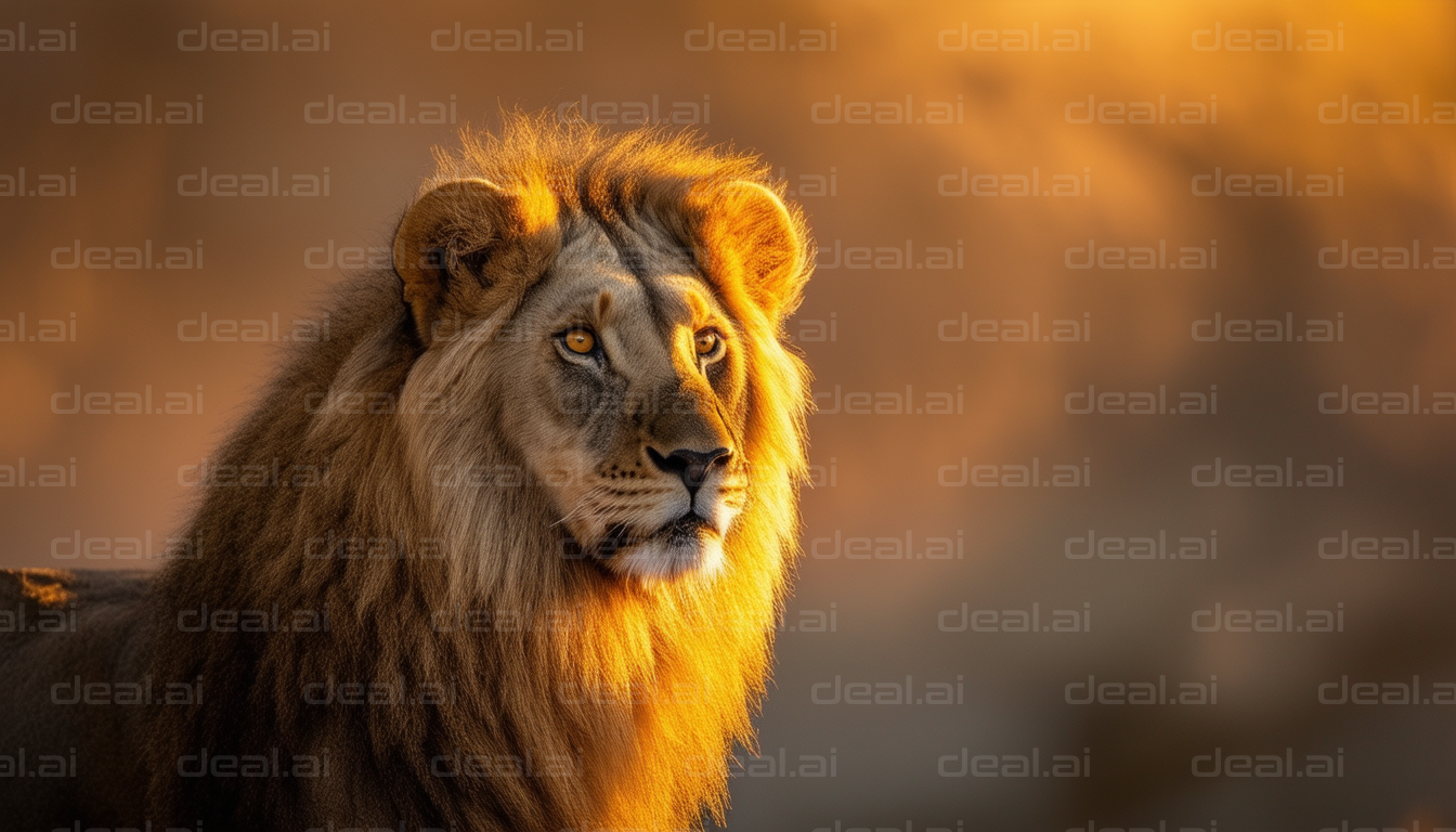 "Majestic Lion at Sunset"