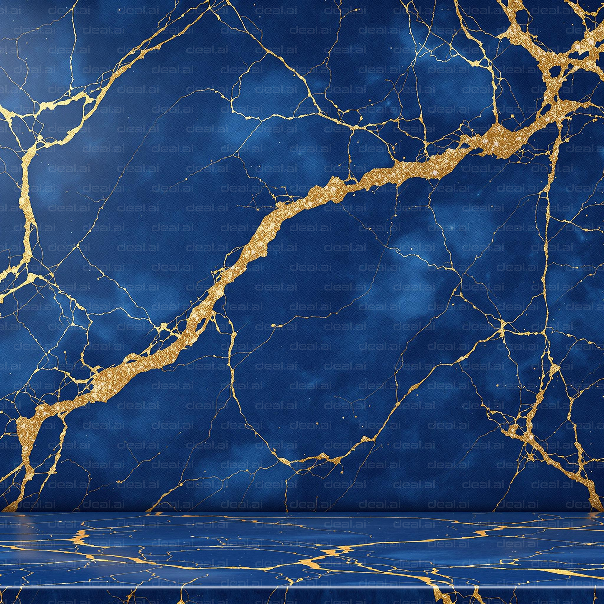 Gold-Streaked Blue Marble Backdrop