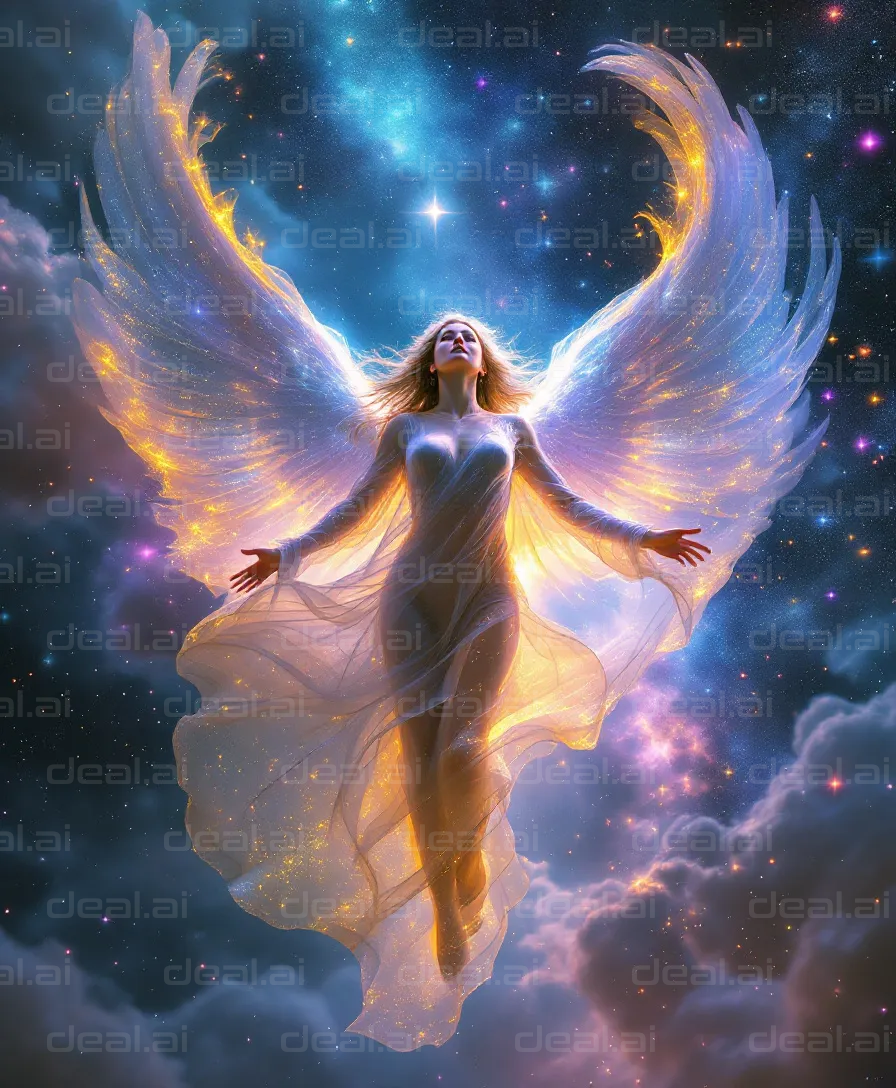 Celestial Angel in Starlit Skies