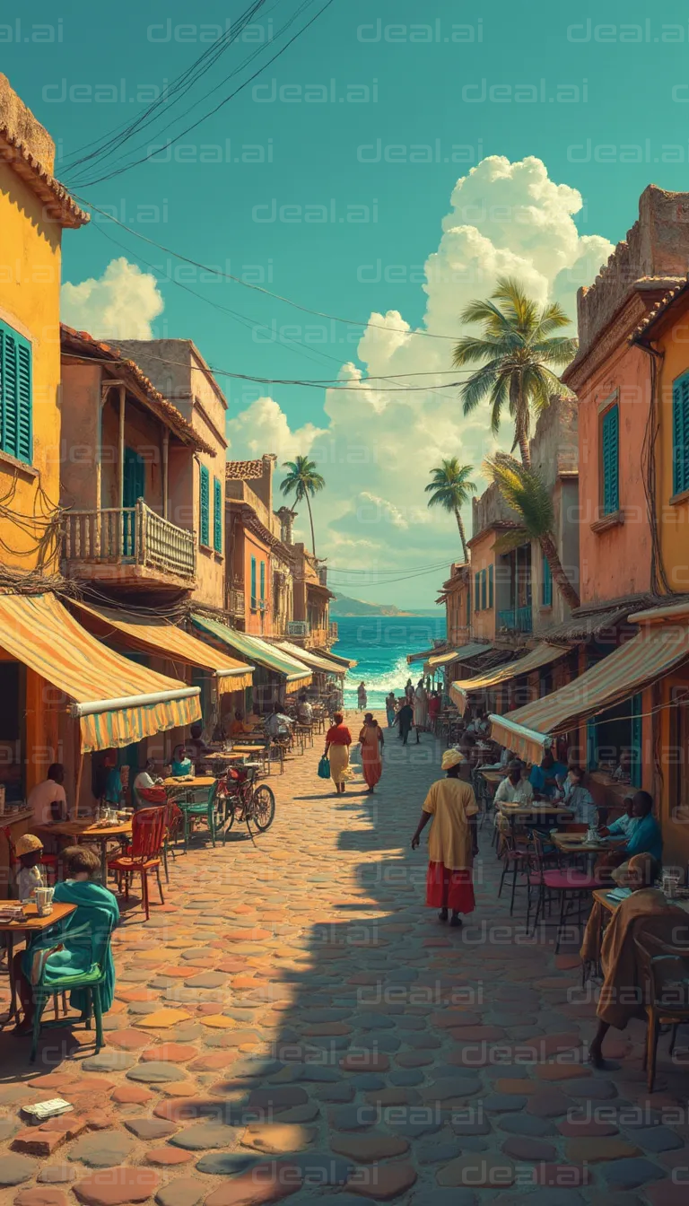 Colorful Coastal Street Scene