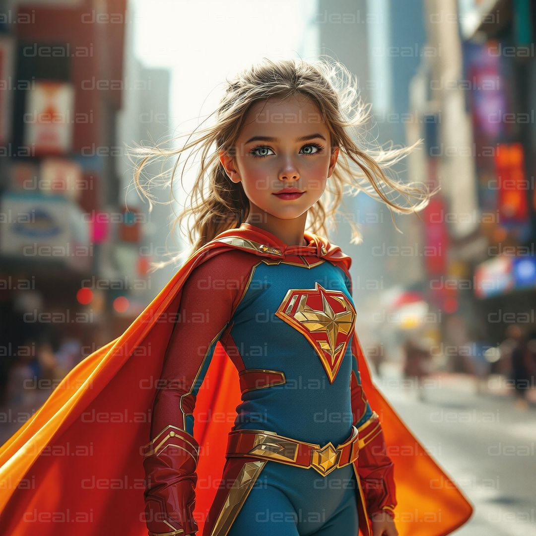 Young Superheroine in the City