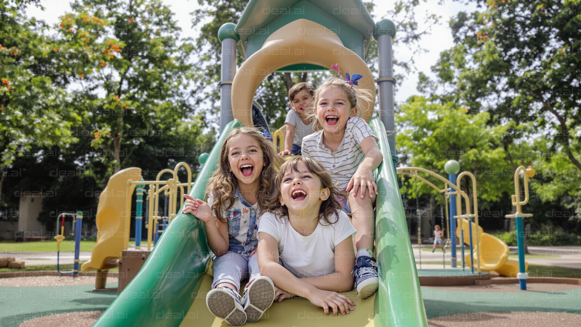 Kids Enjoying the Slide Adventure