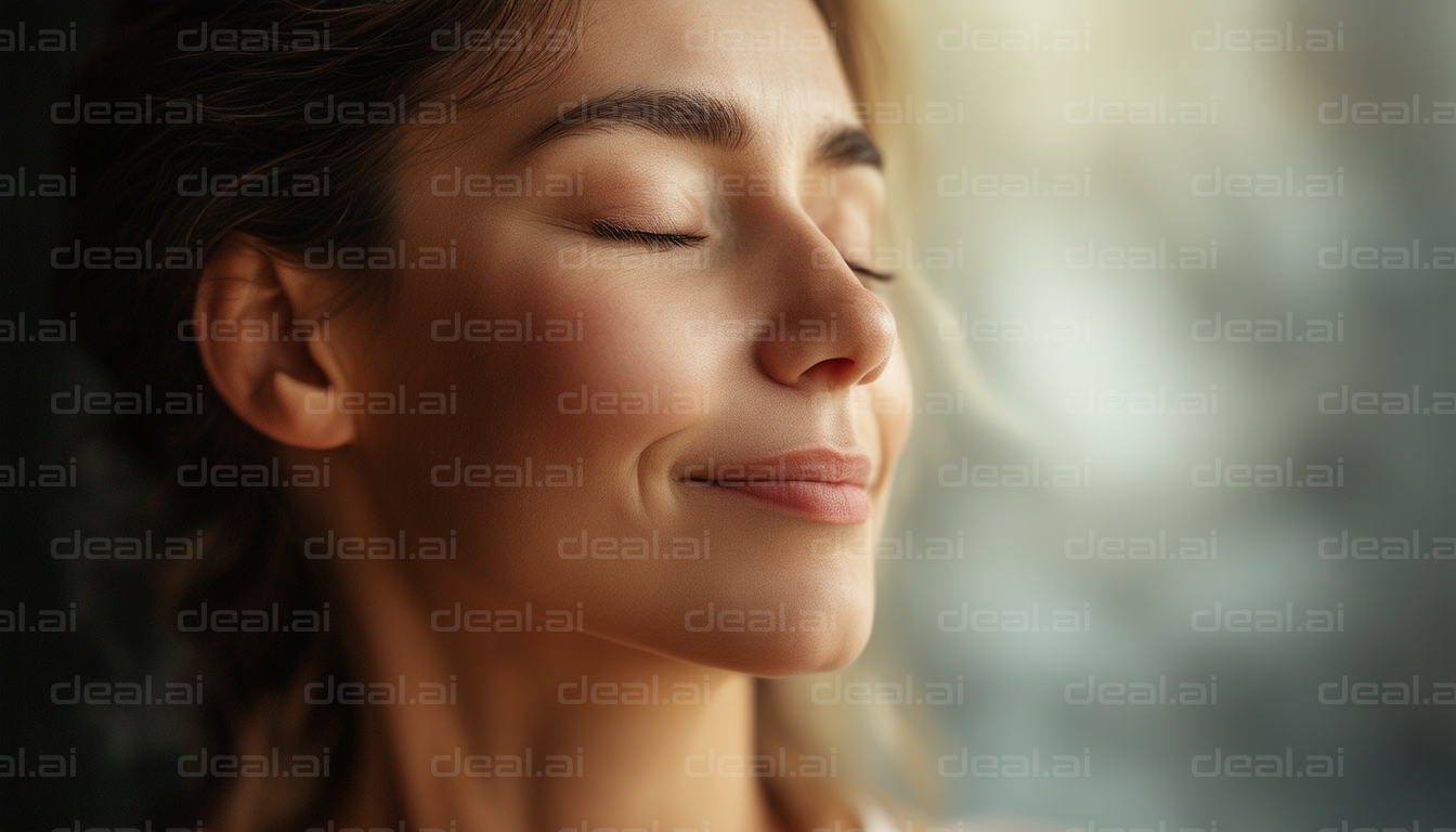 "Serene Woman Enjoying a Peaceful Moment"