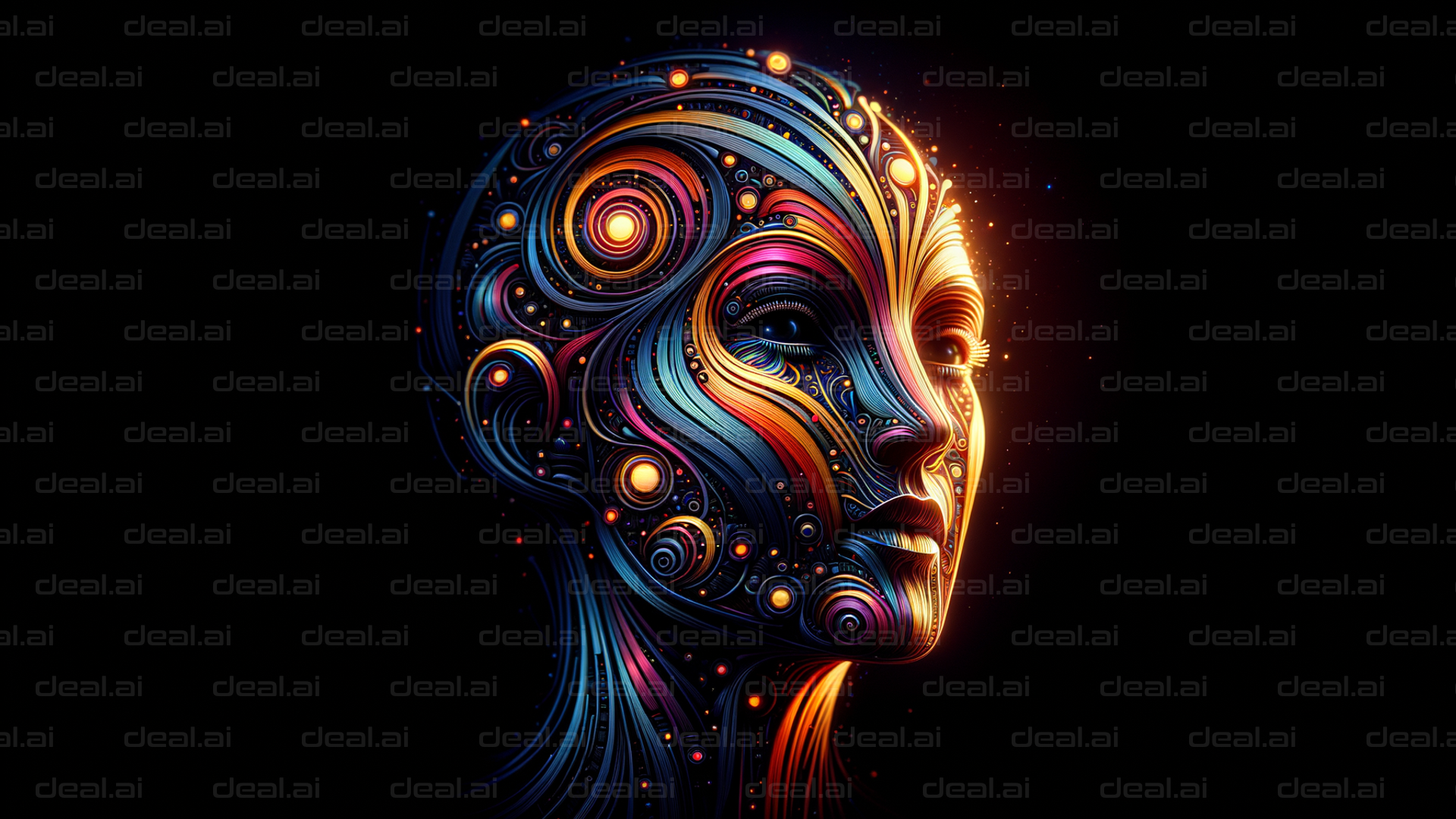 "Vibrant Cybernetic Portrait"