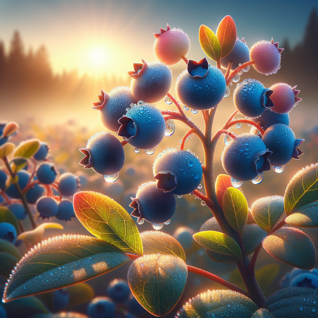 "Dew-Kissed Blueberries at Sunrise"