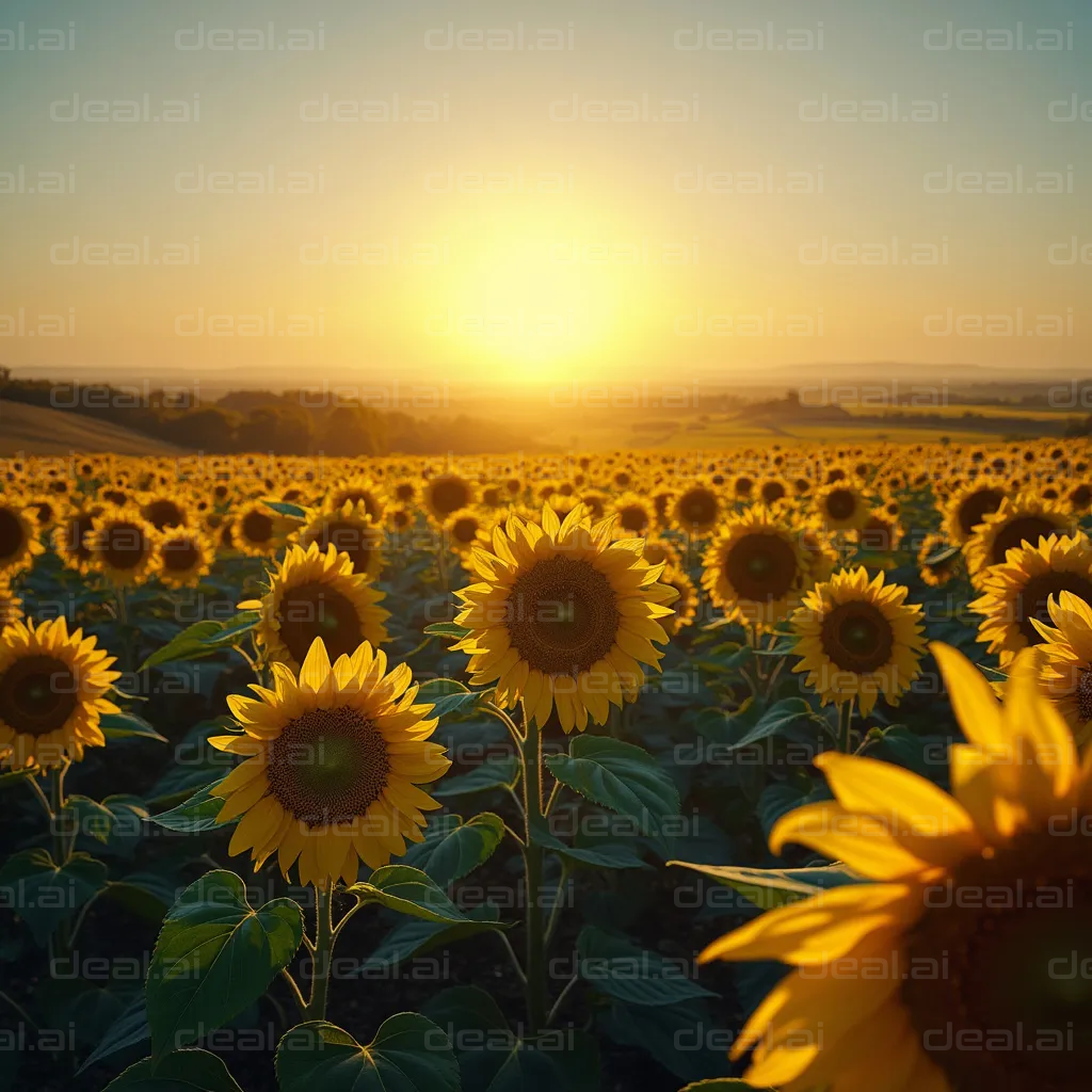 "Golden Sunflower Field at Sunset"