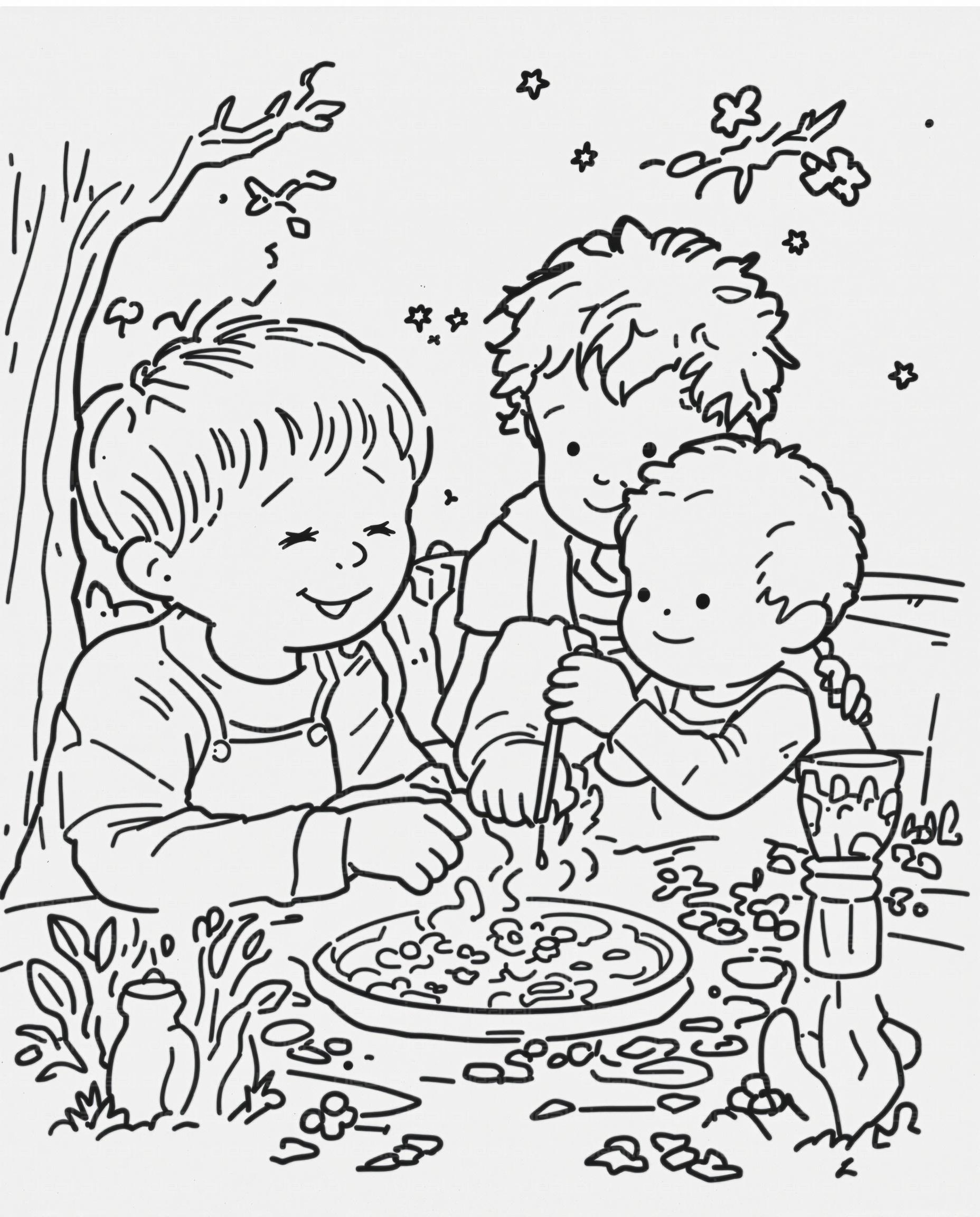 "Kids Enjoying Outdoor Art Activity"