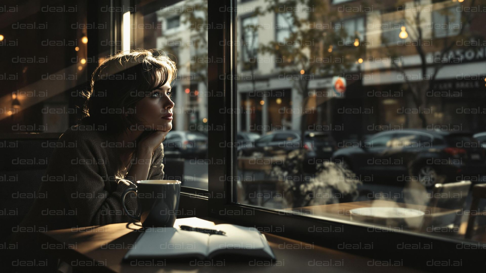"Daydreaming at the Café Window"