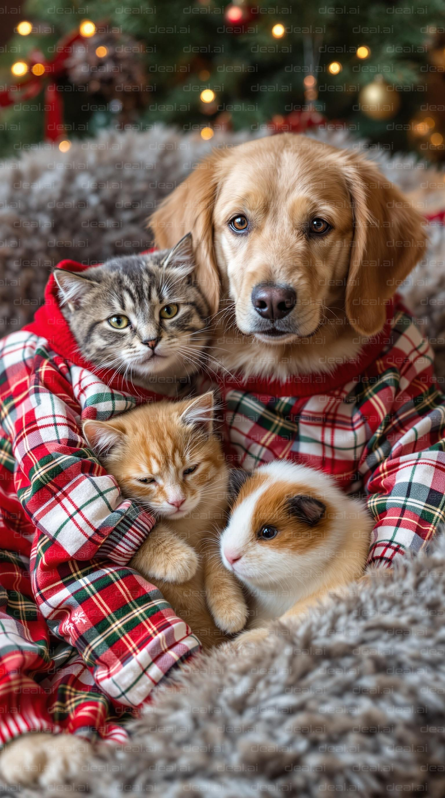 Festive Pets in Cozy Pajamas