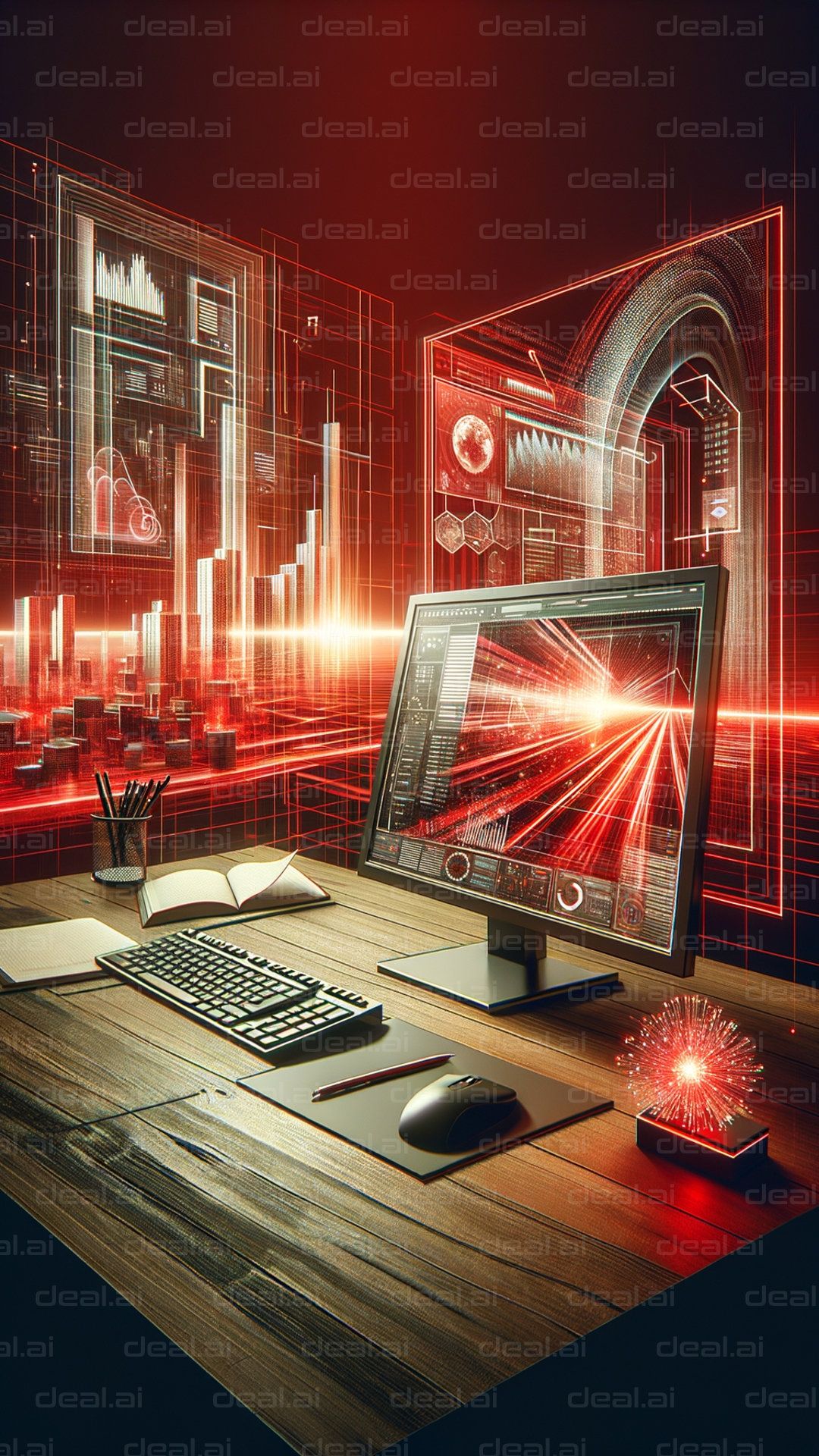 "Futuristic Digital Workspace"