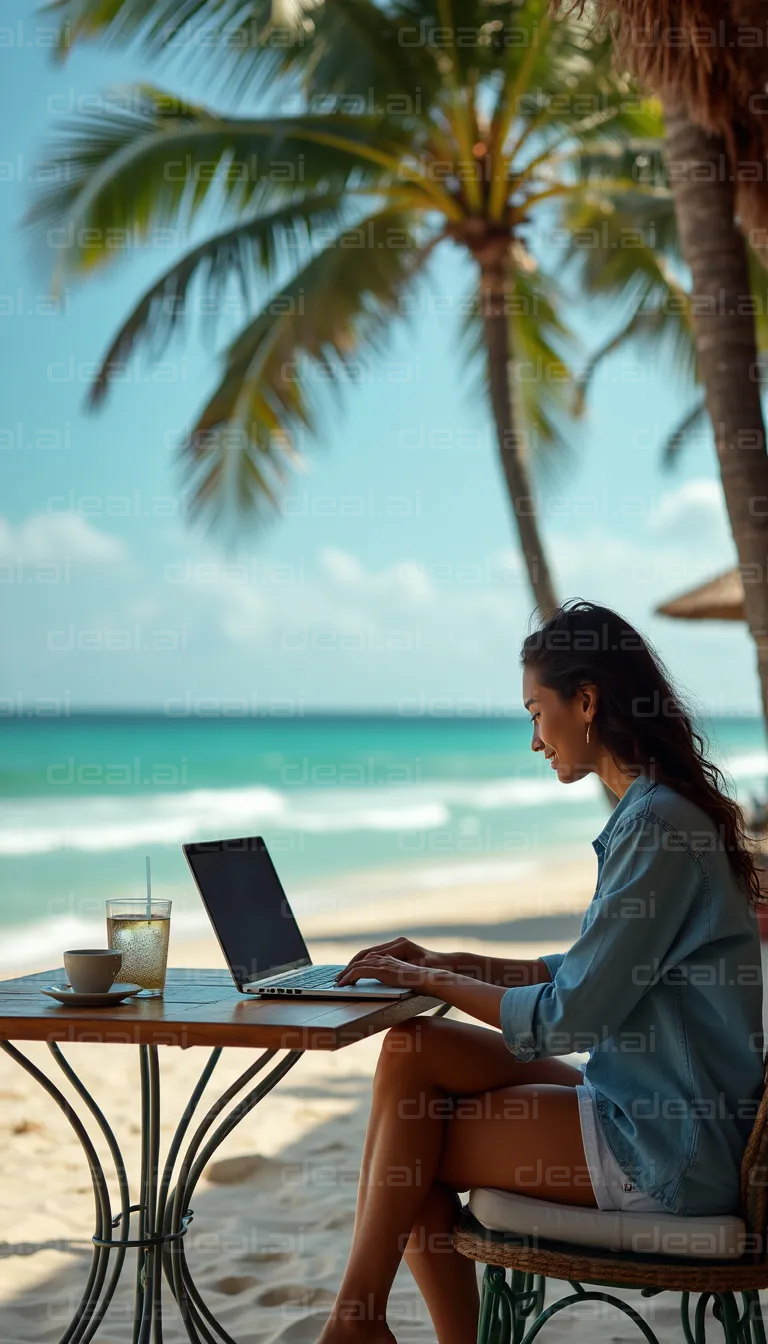 "Remote Work on a Tropical Beach"