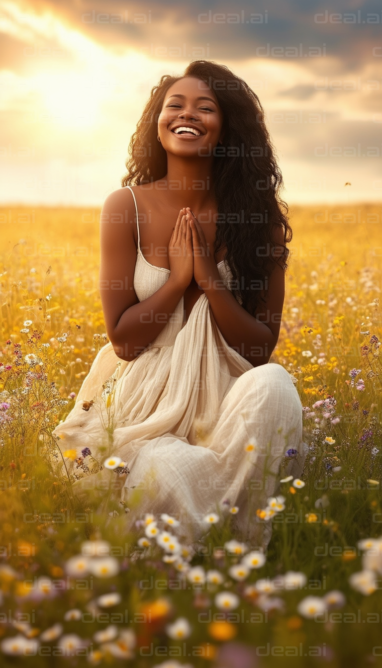 Joyful Serenity in a Field of Wildflowers