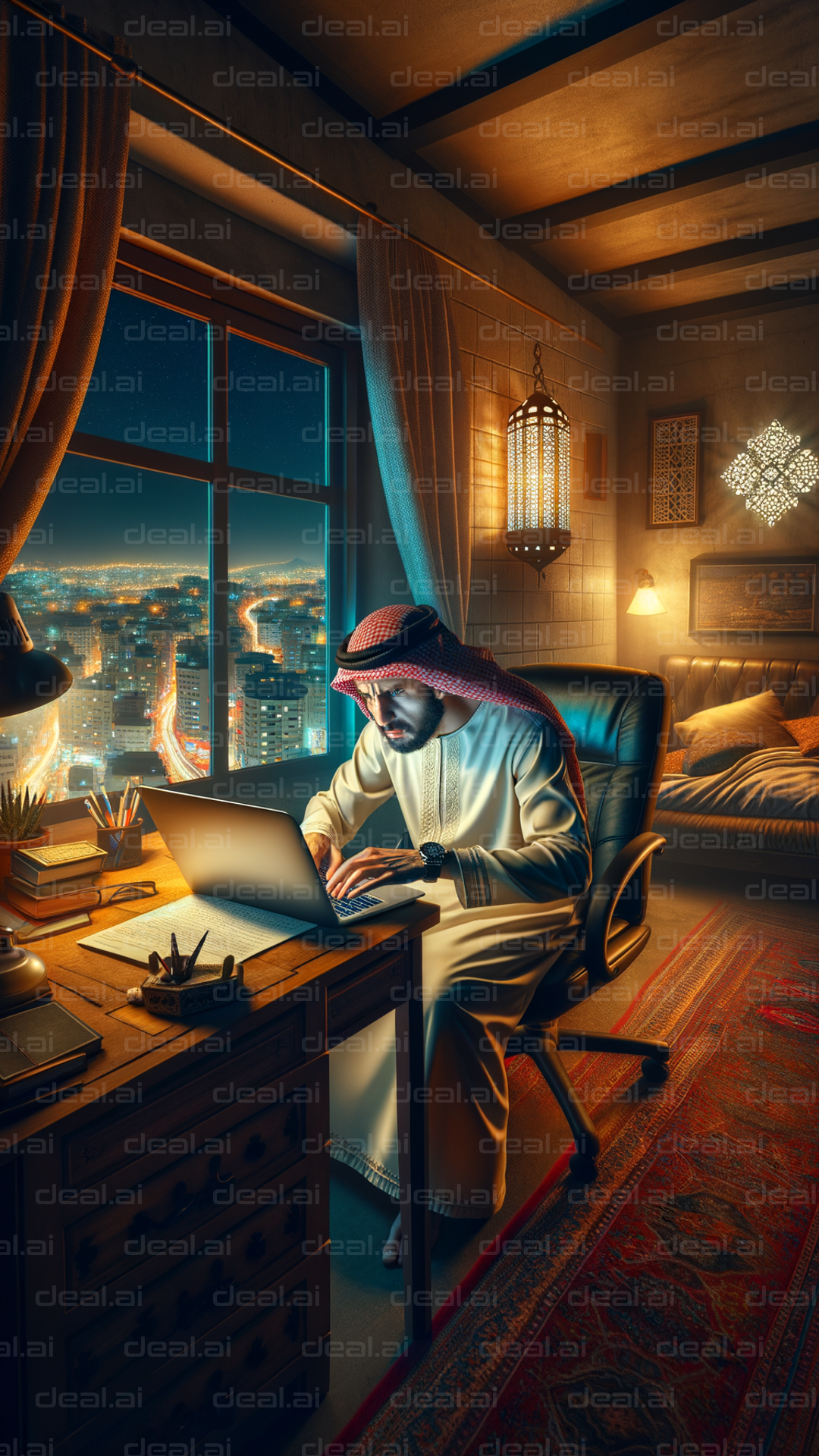 Late Night Focus in Urban Apartment