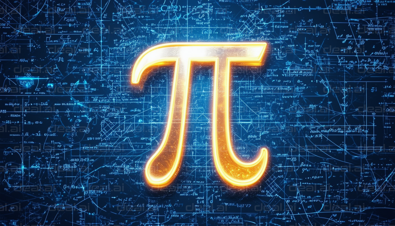 "Illuminated Pi Symbol on Blueprint"