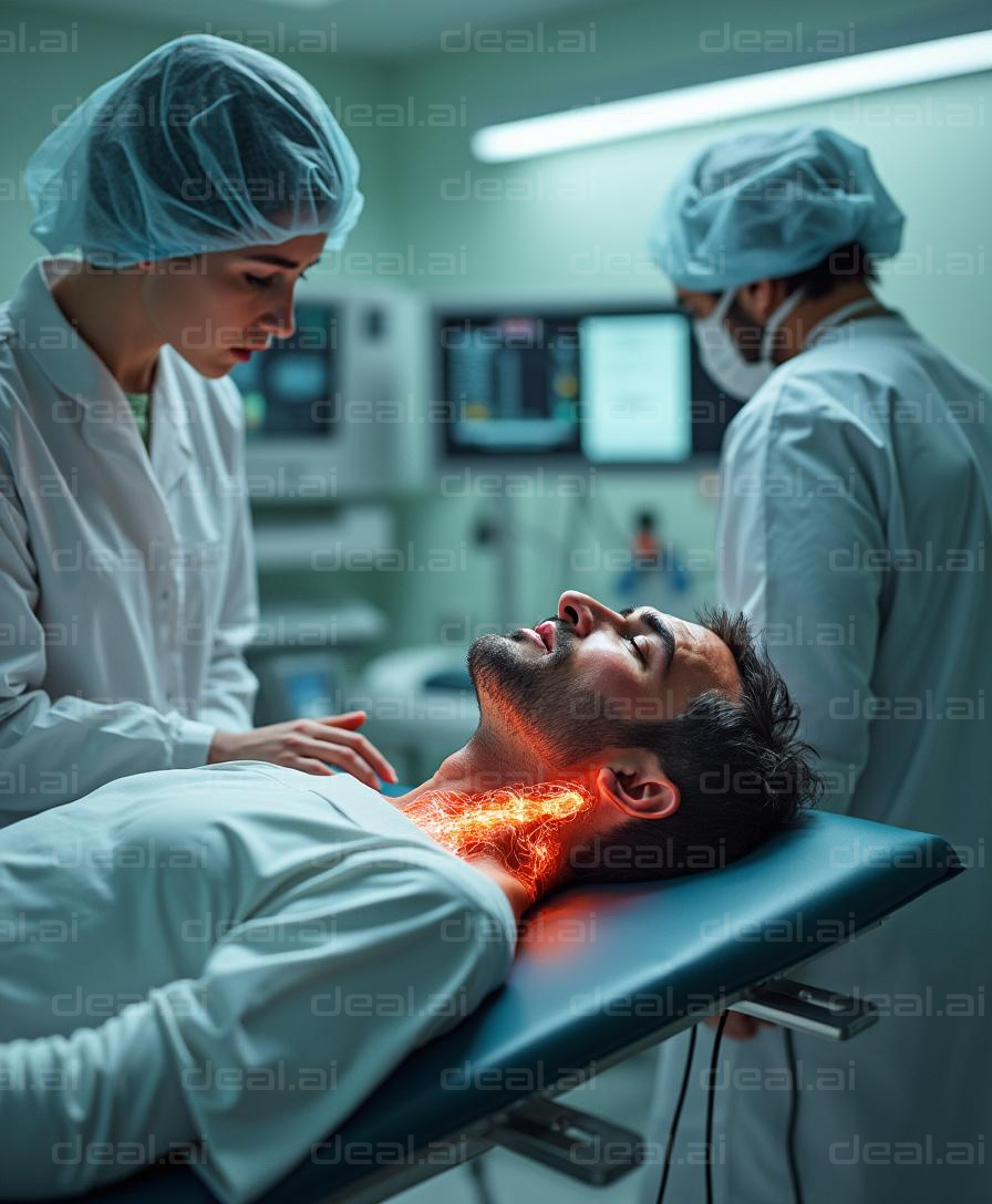 Medical Professionals Examining Patient's Neck